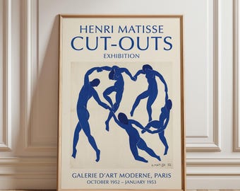 Matisse Cut Outs Exhibition Poster Print, Modern Gallery Wall Art, Blue Dance Figures Printable, Museum Art Print (Digital Download)