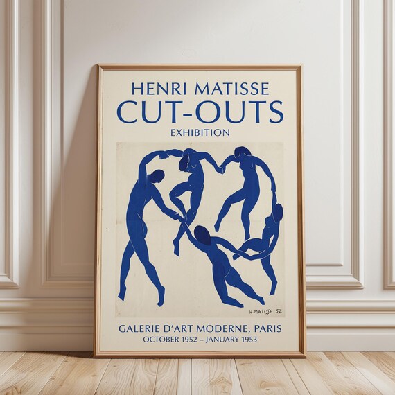 Matisse Cut Outs Exhibition Poster Print, Modern Gallery Wall Art, Blue Dance Figures Printable, Museum Art Print (Digital Download)