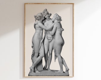 The Three Graces Statue Print, Greek statue, Digital download, Greek mythology art, Goddess statue, Aesthetic Room Decor, Marble Sculpture