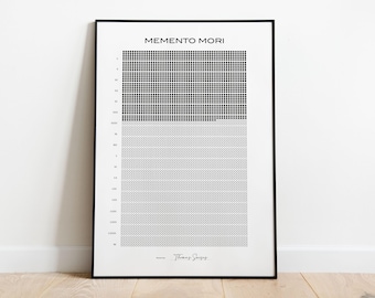 Memento Mori Poster, 90 Year Life Calendar, Stoic Wall Art (Digital Version)