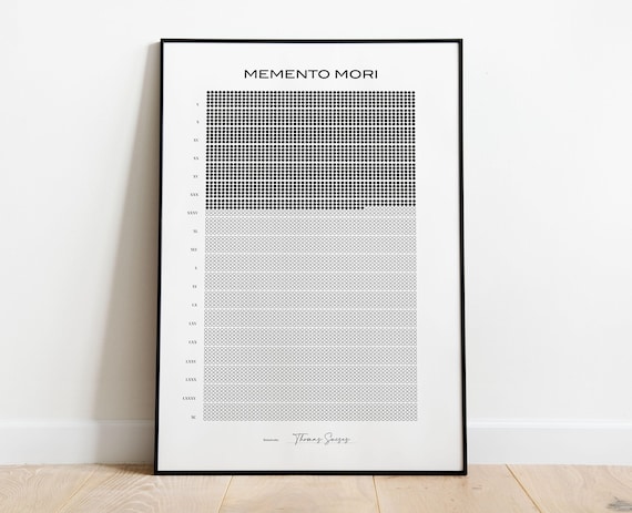 memento mori print Black and White Life Calendar PDF: Stoic Wall Art, Printable Instant Download