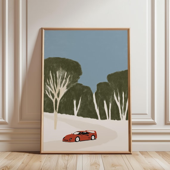 Ferrari F40 Painting – Red Supercar Wall Art - Gift for him (Digital Download)