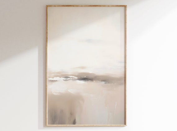 Beige Abstract Wall Art Print - Neutral Minimalist Cream Aesthetic Room Decor, Brush Stroke Fine Art for Modern Home.