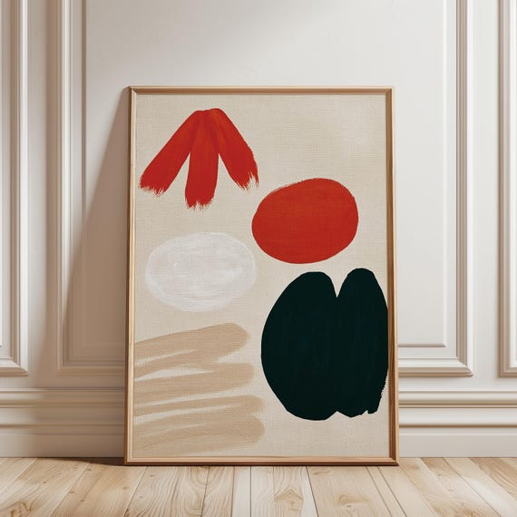 Summer Vibes Mid-Century Modern Abstract Gouache Painting Art (Digital Download) 708