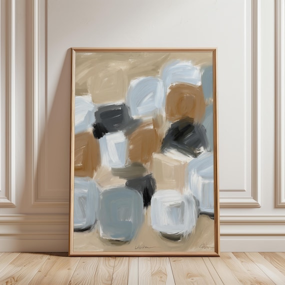 Modern Abstract Composition Wall Art, Neutral Color Block Painting (Digital Download) 525