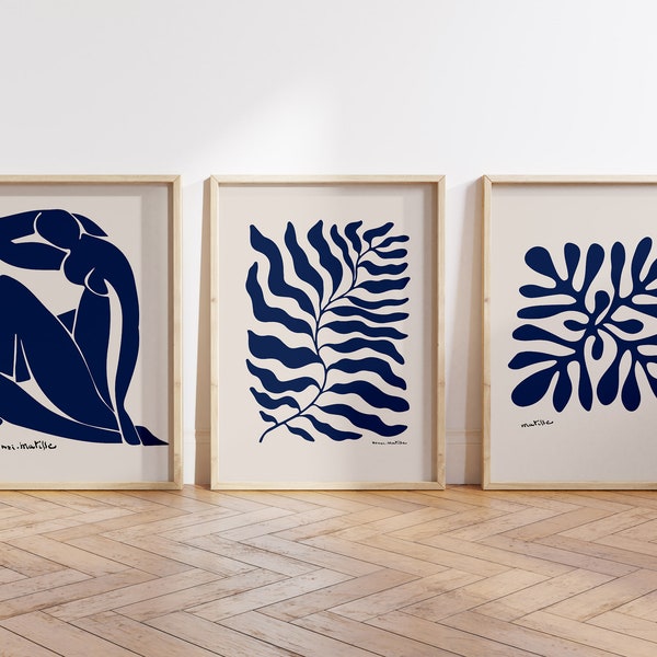 3 piece wall art, matisse cut-outs printable, Henri Matisse Nu Bleu, Museum poster, Henri Matisse, Matisse poster, Indie room decor.