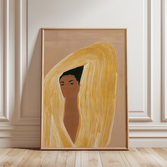Elegant Modern Portrait of Woman with Golden Accents Illustration (Digital Download) 532
