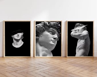 Griechische Statue Prints, schwarze Wandkunst, 3er-Set (digitaler Download)