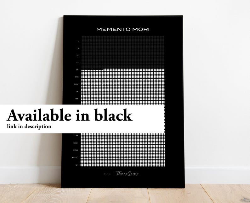 memento mori print Black and White Life Calendar PDF: Stoic Wall Art, Printable Instant Download