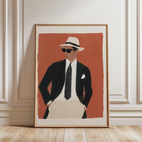 Mid-Century Sprezzatura Man Illustration, Retro Fashion Wall Art (Digital Download) 272