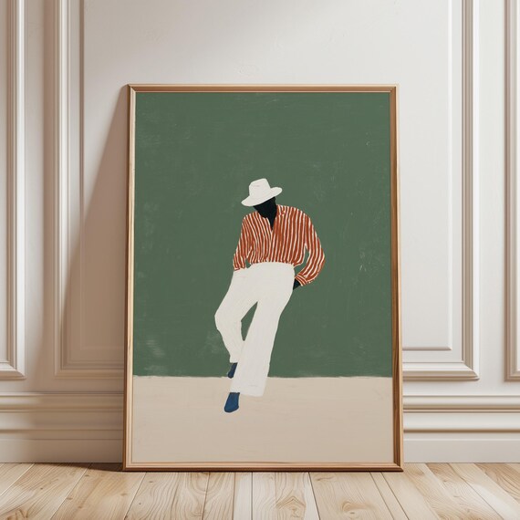 Black Man Printable Wall Art, Modern Figure Decor, Bedroom Print (Digital Download)