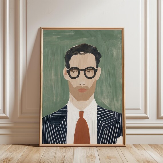 Mid-Century Modern Gentleman Portrait, Retro Sprezzatura Style Art (Digital Download) 222
