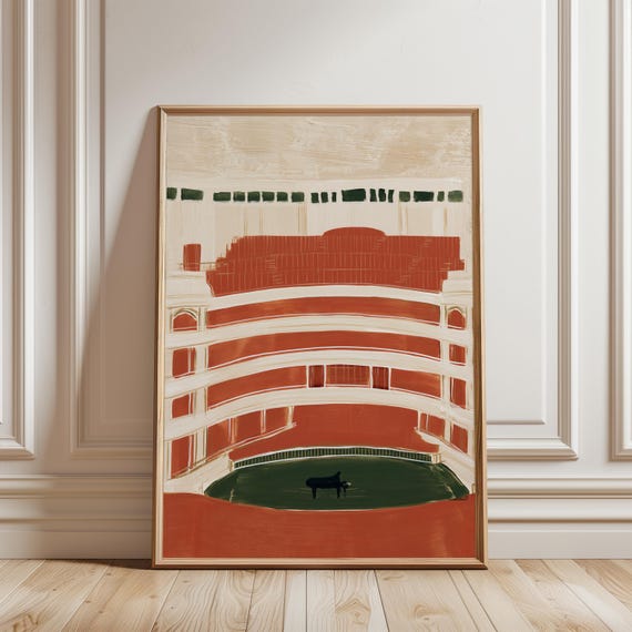 Retro Opera House Interior Art, Mid-Century Gouache Painting (Digital Download) 437