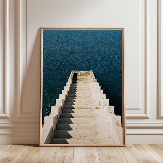 Italian Amalfi Coast Stone Steps Print, Coastal Mediterranean Wall Art (Digital Download) 180