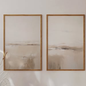Beige Abstract Art Set of 2: Neutral Nordic Gallery Wall Prints, Modern Minimalist Design, and Simplistic Minimal Décor