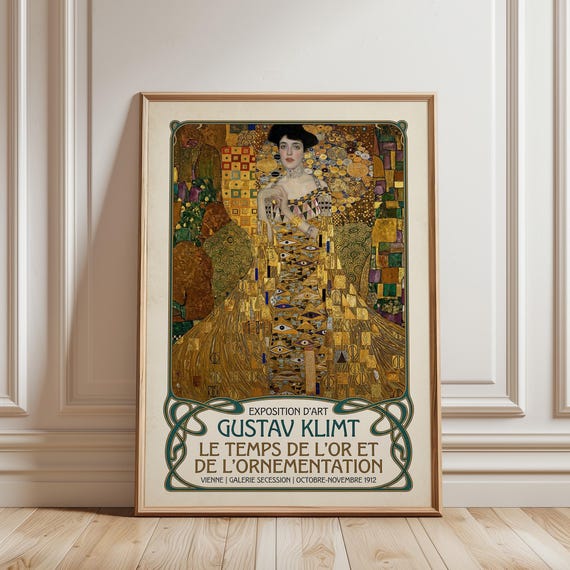 Gustav Klimt Exhibition Poster – Art Nouveau Gold Portrait Print (Digital Download)