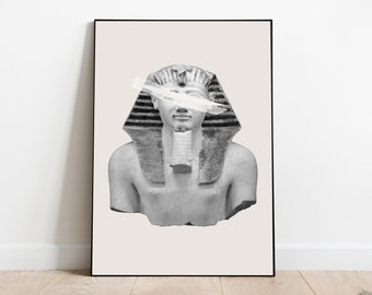 Egyptian statue, Pharaoh Statue, Egyptian decor, Cleopatra Print, Tutankhamun, Digital download, Ancient Egyptian art Aesthetic Room Decor,