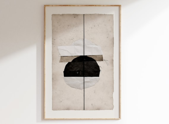 Japandi Collage Art | Wabi Sabi Elegance | Black, Beige & White | Minimalist Nordic Decor for Home and Office.