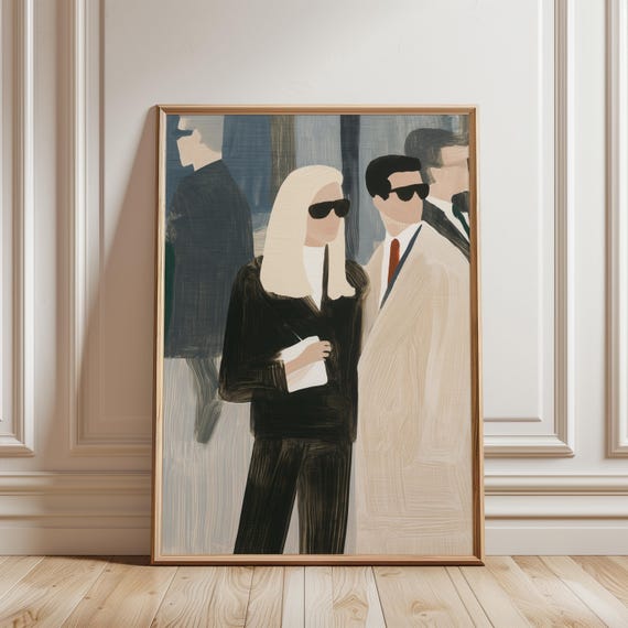 Stylish Couple Gouache Painting: Carolyn Bessette and John F. Kennedy Jr (Digital Download) 392