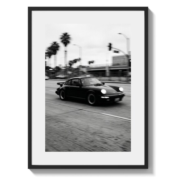 Porsche 911 Wall Art Print, Black and White Car Photo, Vintage Sports Car Poster (Digital Download)