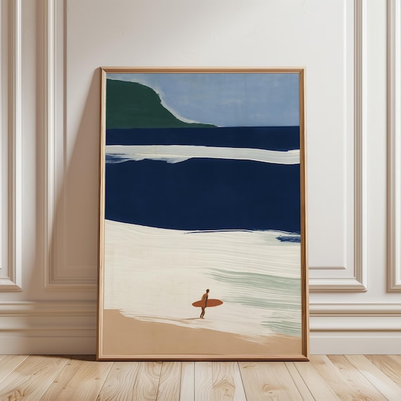 Minimalist Surfboard Artwork, Retro Beach Summer Print, Coastal Decor (Digital Download) 719