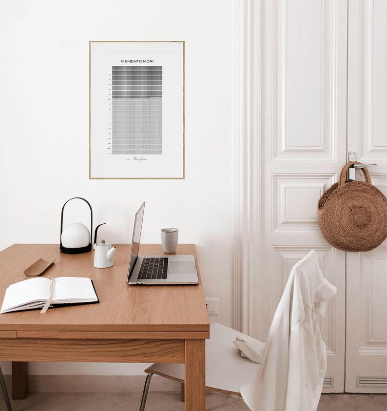 memento mori print Black and White Life Calendar PDF: Stoic Wall Art, Printable Instant Download