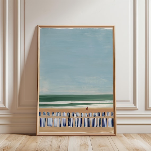 Deauville Beach Summer Print, Coastal Minimalist Poster Art, Serene Seaside Decor (Digital Download) 712