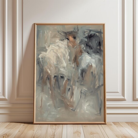 Large Gestural Abstract Composition, Moody Minimalist Wall Art, Broad Brushstrokes (Digital Download) 561