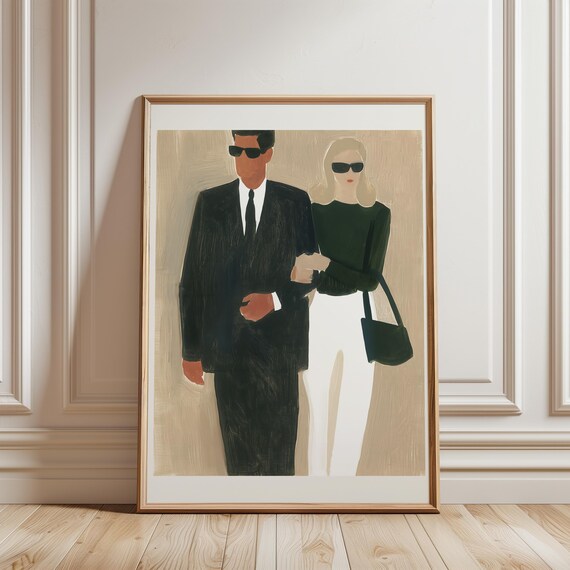 Chic Couple Illustration, Carolyn Bessette Kennedy and John F. Kennedy Jr (Digital Download) 391