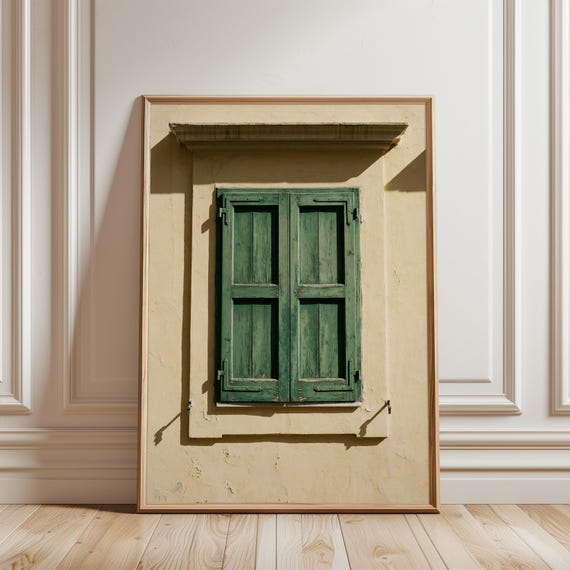 Weathered Shutters on Stucco, Italian Mediterranean Summer Art (Digital Download) 202