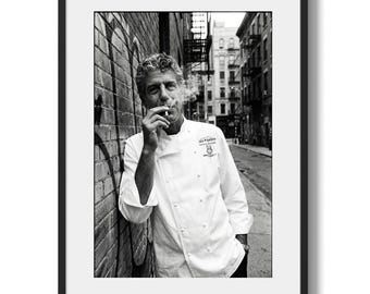 Anthony Bourdain Chef Portrait Print, Black and White Street Photography Decor (Digital Download)