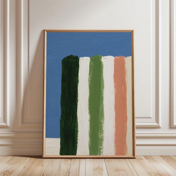 Bold Abstract Stripe Painting, Modern Gouache with Summer Vibes (Digital Download) 654