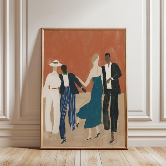 Retro Dance Party Art: Modern Mid-Century Figurative Painting (Digital Download) 496