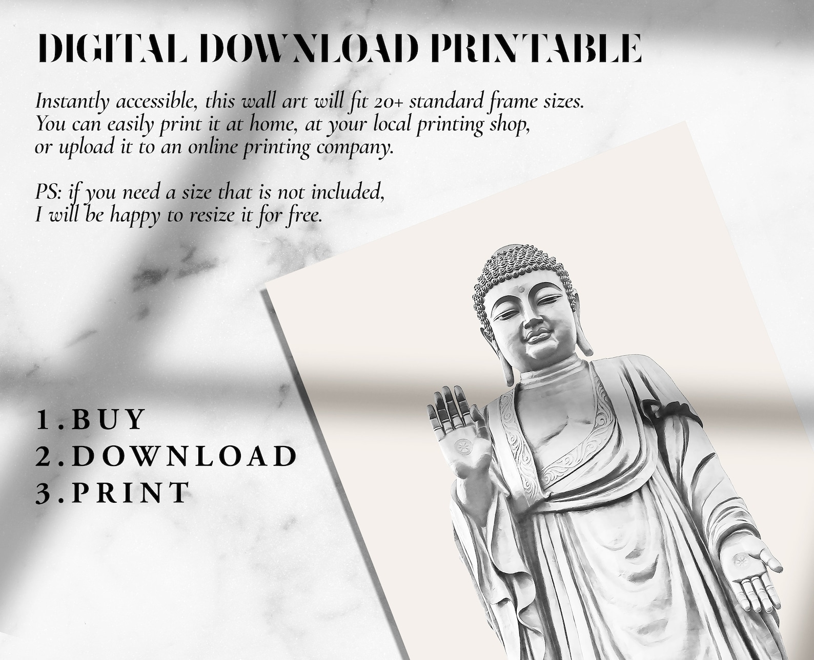 Buddha Statue Printable Buddha Wall Art Buddha Print | Etsy