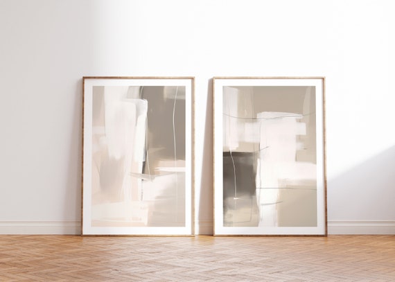 Beige Abstract Art Prints: Nordic Minimalist Decor (Set of 2) (Digital Download)