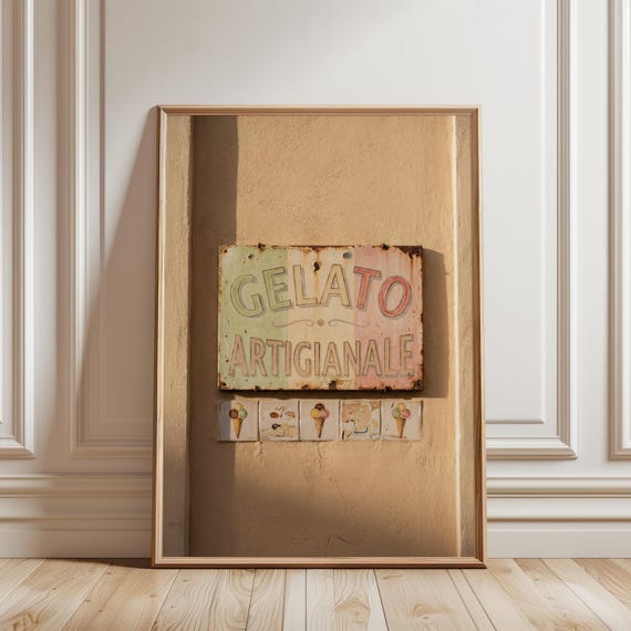 Italian Gelato Art Print, Vintage Mediterranean Wall Art (Digital Download) 168