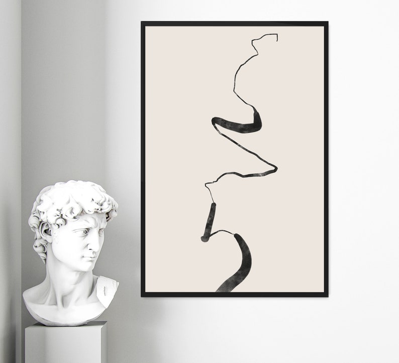 Beige Wall Art Abstract Art Print Neutral Art Print Ink Etsy