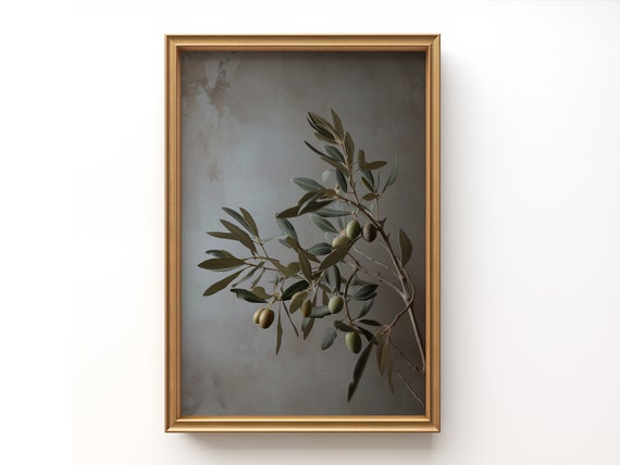 Olive Branch | Dark Green Vintage Kitchen Decor | Downloadable PRINTABLE Digital Art Print | Instant Download Wall art.