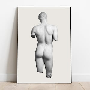 Naked Statue Print, Rome statue, Greek Statue, Digital download, Greek mythology art, Bust statue, Aesthetic Room Decor, Marble Sculpture