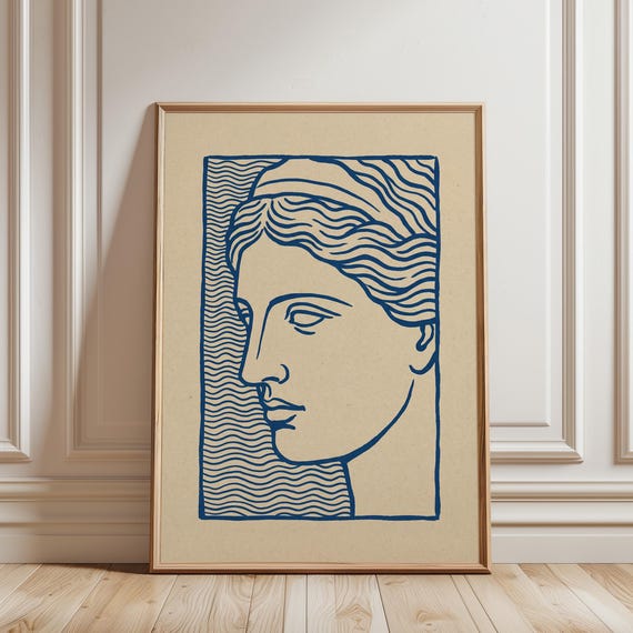 Athena Statue Print, Greek Mythology, Goddess Line Art Printable (Digital Download)