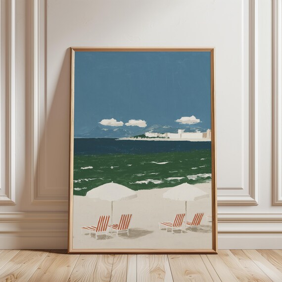 Copacabana Beach Scene Painting, Retro Travel Art, Summer Vibes Decor (Digital Download) 640