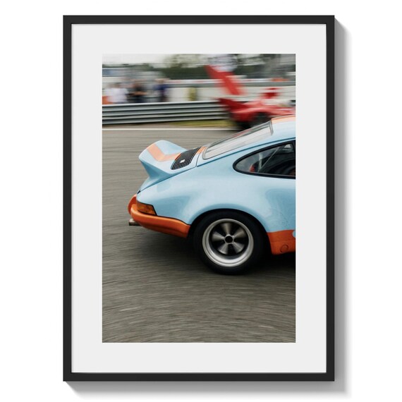 Porsche 911 Gulf Wall Art Print, Vintage Racing Aesthetic, Classic Car Decor (Digital Download)