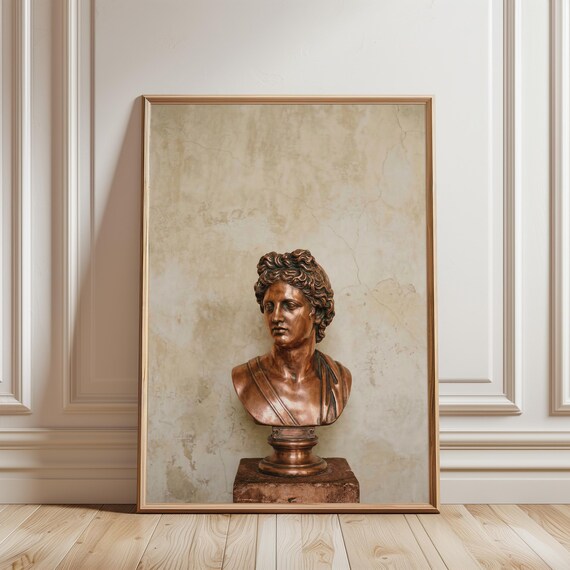 Apollo Classical Copper Bust Print, Vintage Greek Sculpture Wall Art, Summer Decor (Digital Download) 737