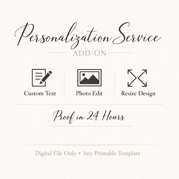 Personalization Service (Add-On), Custom Text + Photo Edit + Resizing, Proof in 24h, Any Printable and Template from my shop.