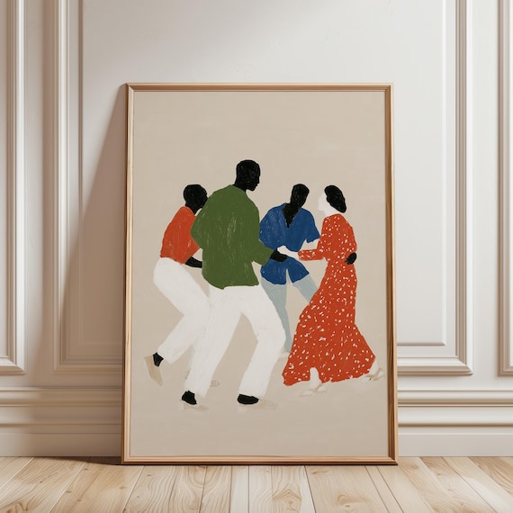 Black People Dancing Wall Art Print, Afrocentric Dance Poster, Living Room Decor (Digital Download)