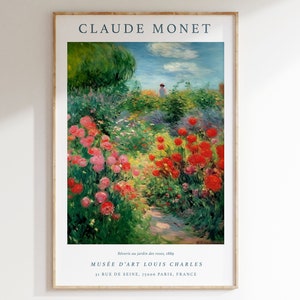 Claude Monet Print, Rêverie au Jardin des Roses, Monet Printable art, Vintage French Home Decor, Floral Print, Floral Decor, A1/A2/A3/A4