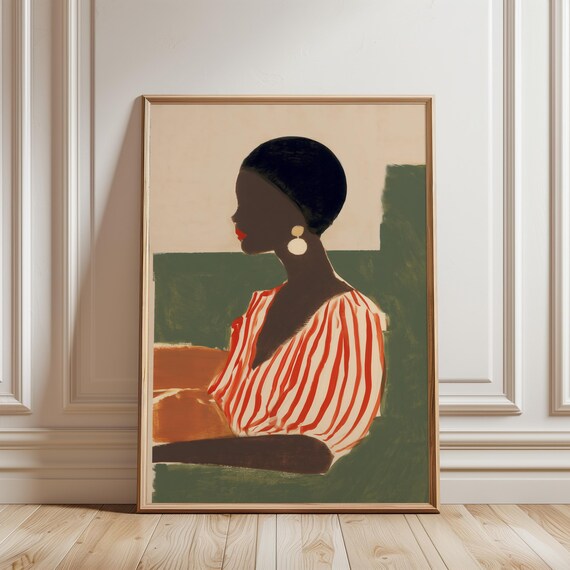 Afrohemian Silhouette Art, Modern Bohemian Woman Illustration (Digital Download) 488