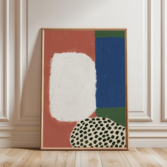 Abstract Mid-Century Modern Gouache Painting, Summer Vibe Wall Art (Digital Download) 649