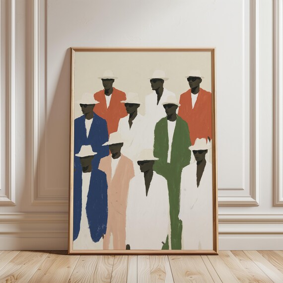 Les Sapeurs Congolais Group Portrait, Colorful Minimalist Summer Print (Digital Download) 657