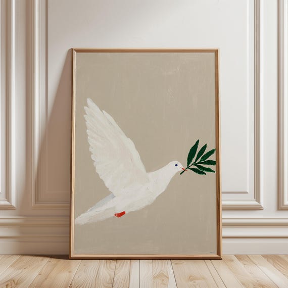 White Dove with Olive Branch - Peaceful Summer Decor (Digital Download) 668